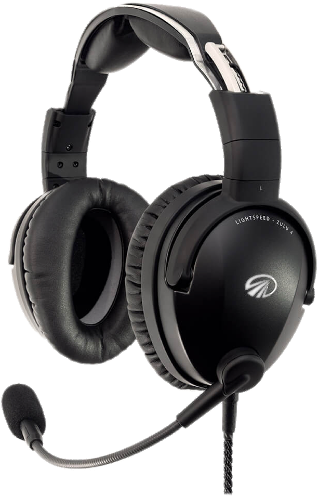 Zwarte over-ear Lightspeed headset met microfoon aan de zijkant.