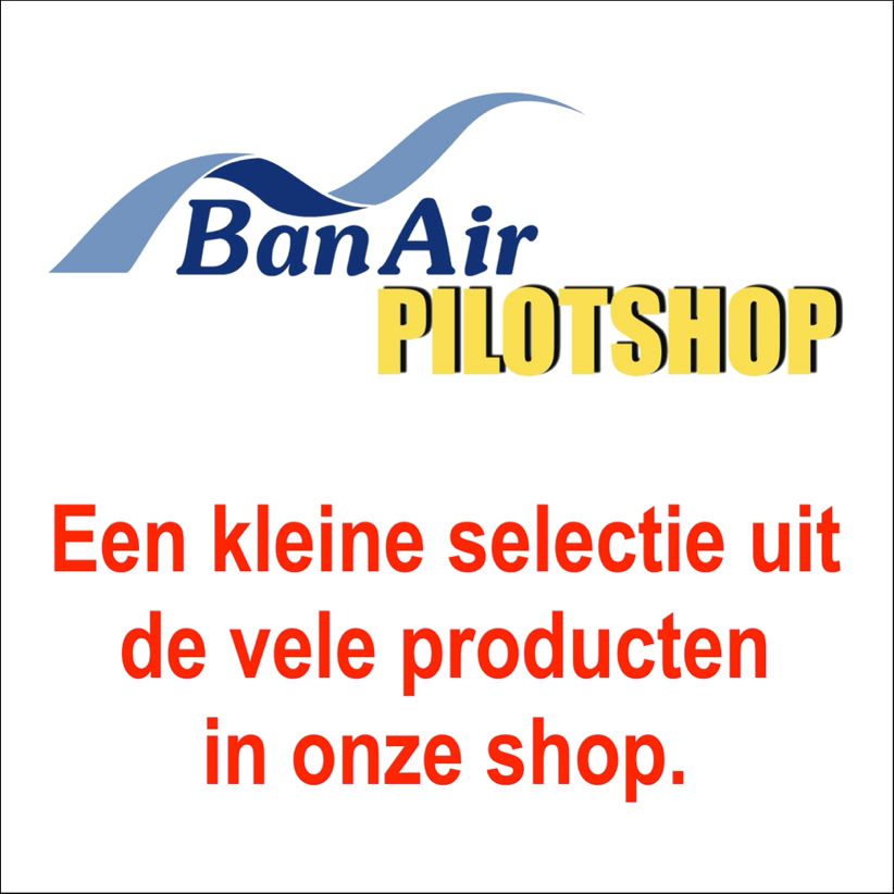 Logo van BanAir Pilotshop met daaronder de tekst "Een kleine selectie uit de vele producten in onze shop."
